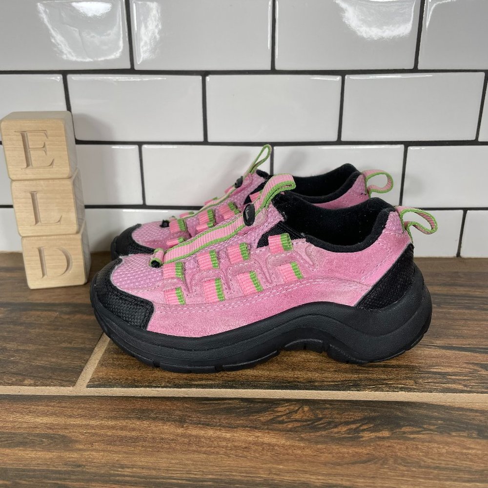 L.L. Bean Little Girl's Size 10 Shoes Pink Suede Mesh Slip On Comfort Mocs